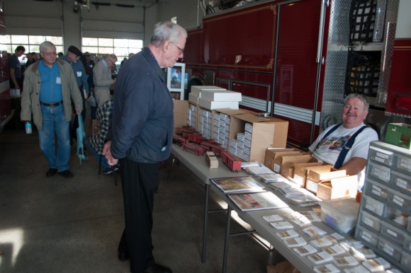 Glen Guerra at his table with his line of kits for Mullet River Model Works on display 